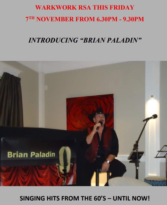 Brian Paladin at RSA Warkworth Tonight!