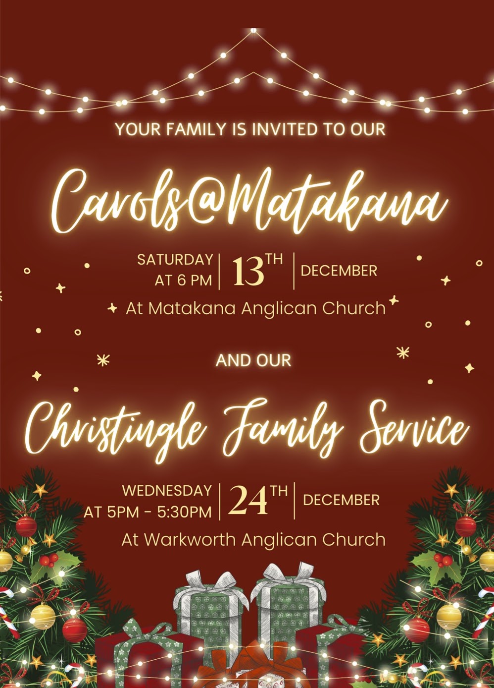 Carol Service at St Leonards Church, Matakana 