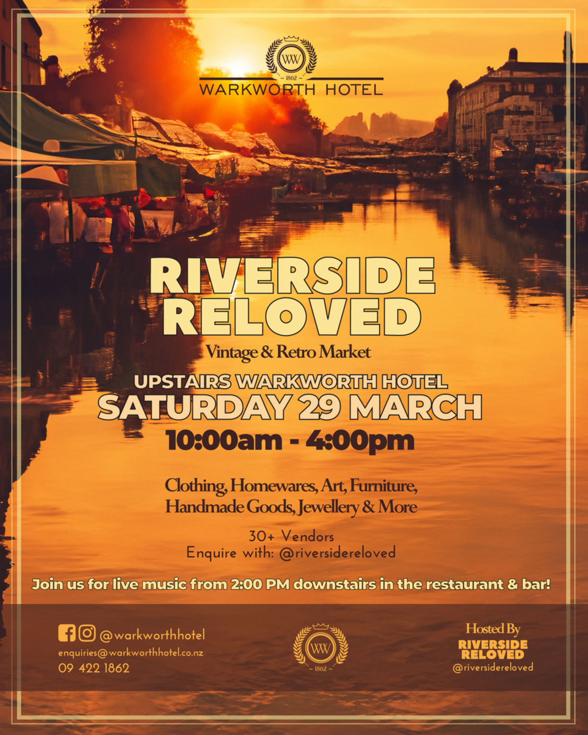Riverside Reloved Vintage & Retro Market This Saturday @ Warkworth Hotel