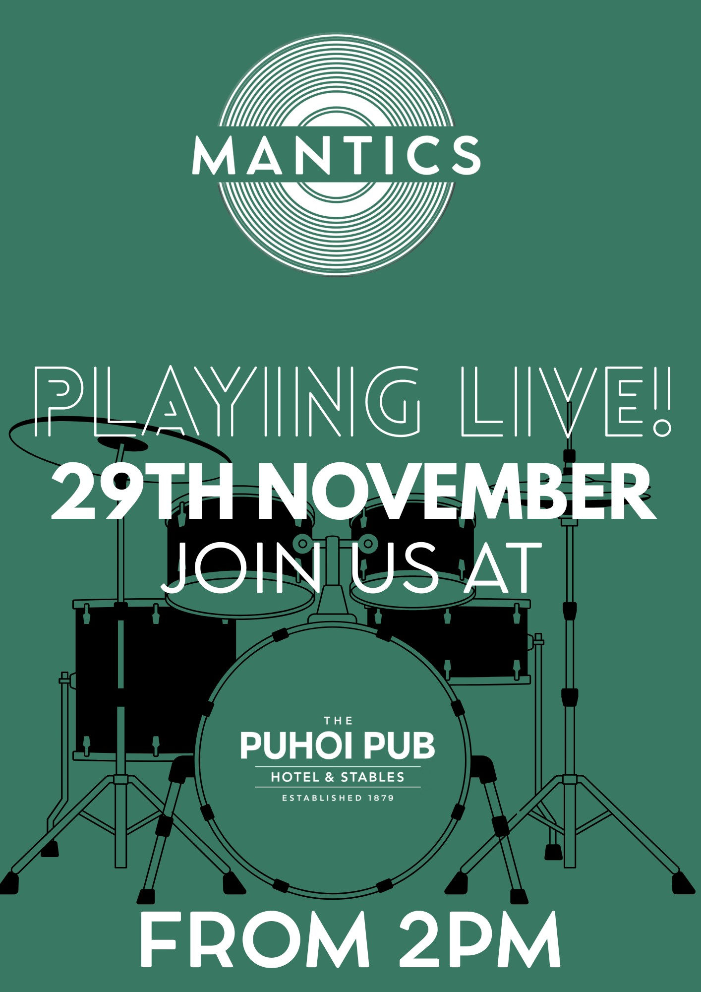 Mantics Live at The Puhoi Pub & Stables This Saturday!