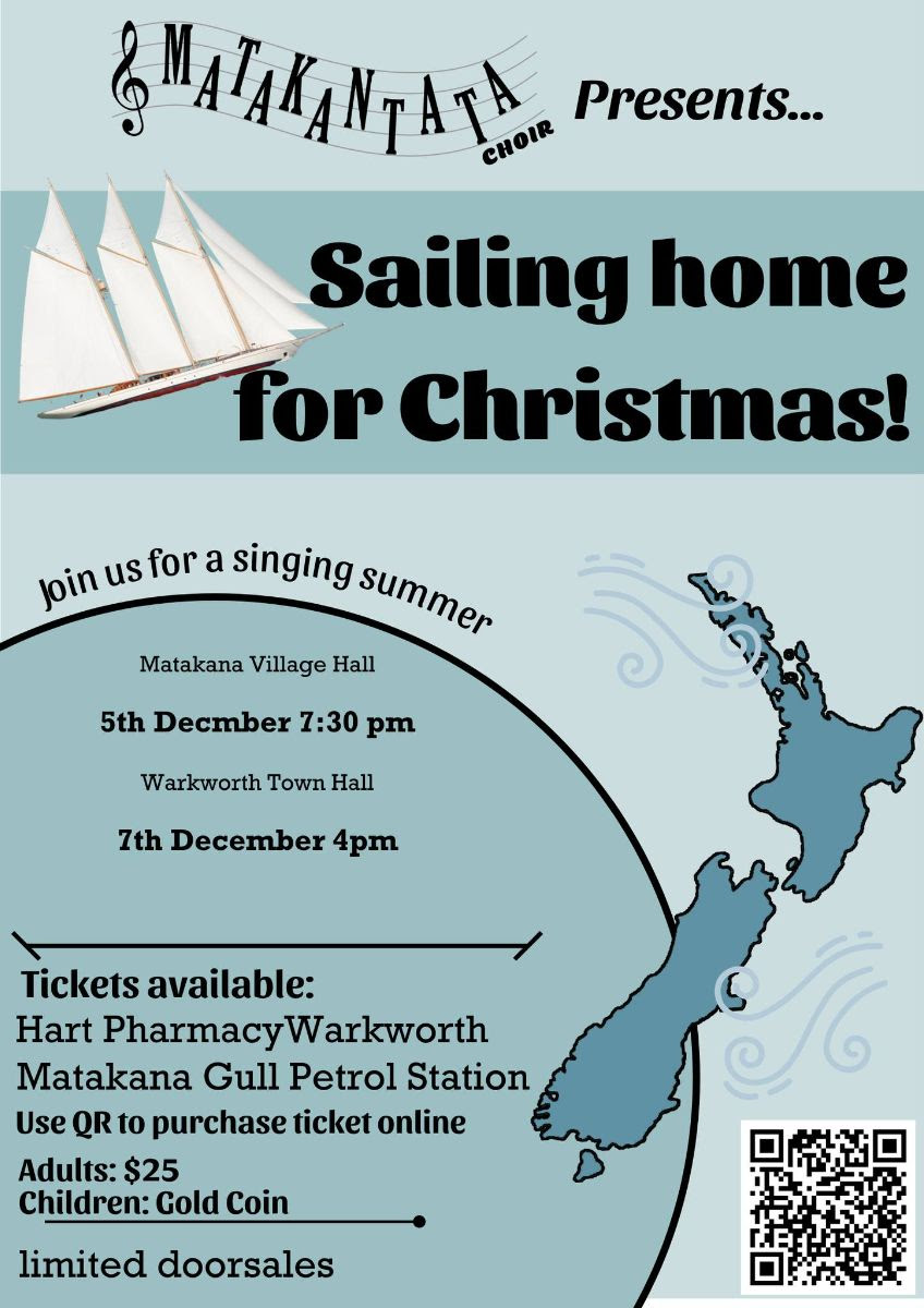 Matakanta Choir Presents "Sailing Home for Christmas "(Matakana Hall)