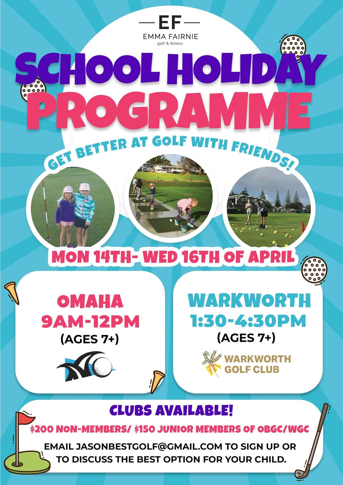 Kids Golf School Holiday Programme (Ages 7-11 years) - Omaha