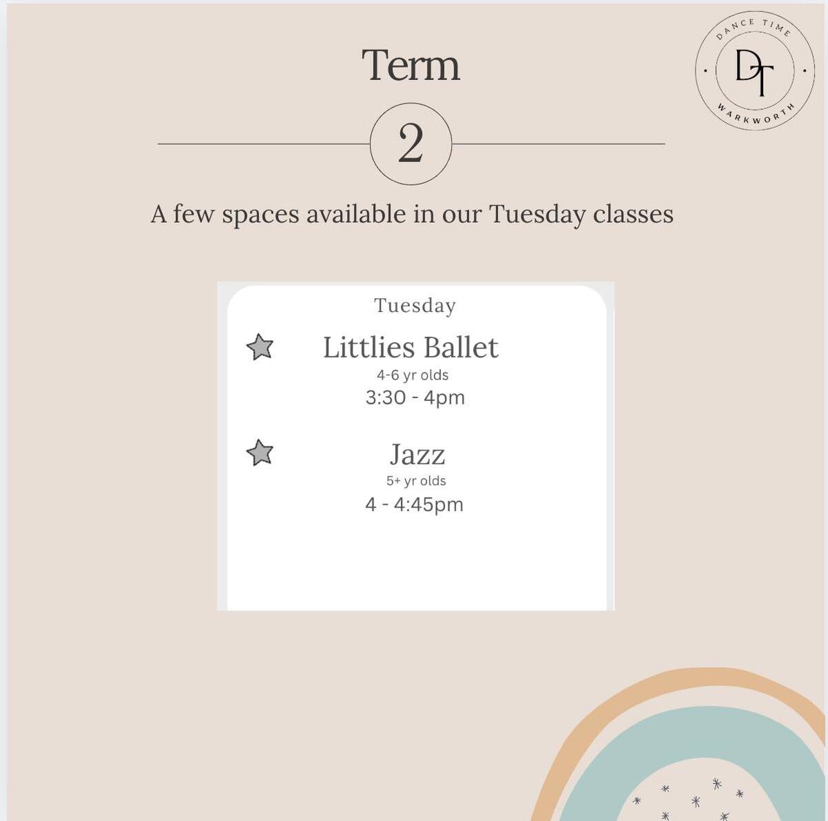 Dance Time Warkworth - Ballet, Jazz & Hip Hop - TERM 2