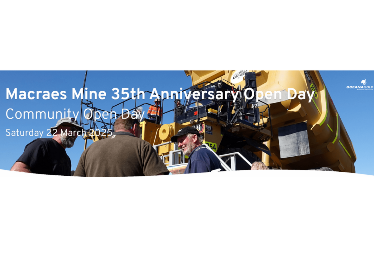 Macraes Mine 35th Anniversary Open Day on Saturday Mar 22nd