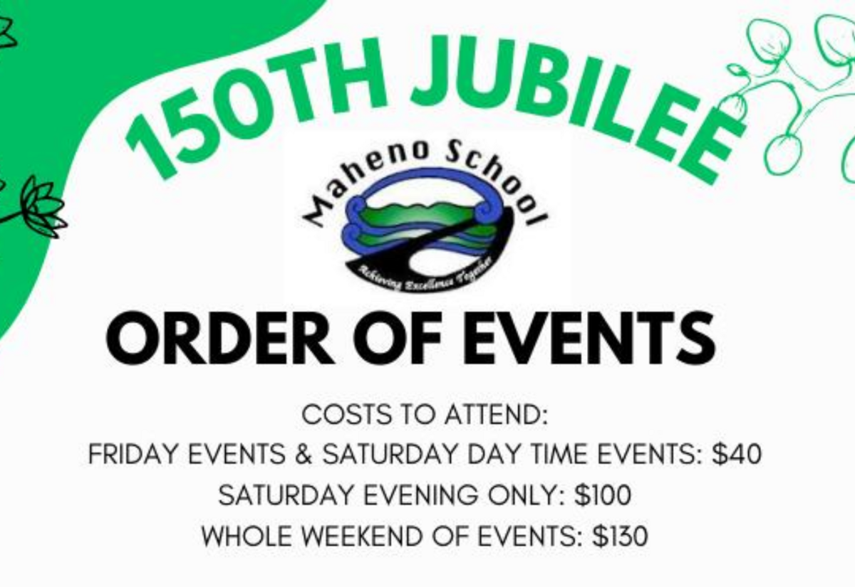 MAHENO SCHOOL 150th JUBILEE REUNION on Friday Apr 11th until 13th