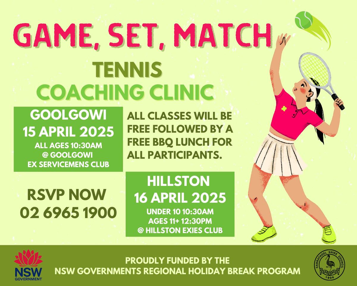 Tennis coaching clinic Goolgowi and Hillston