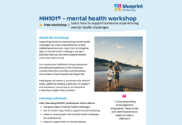 Mental Health Workshop MH101 on Monday May 26th 