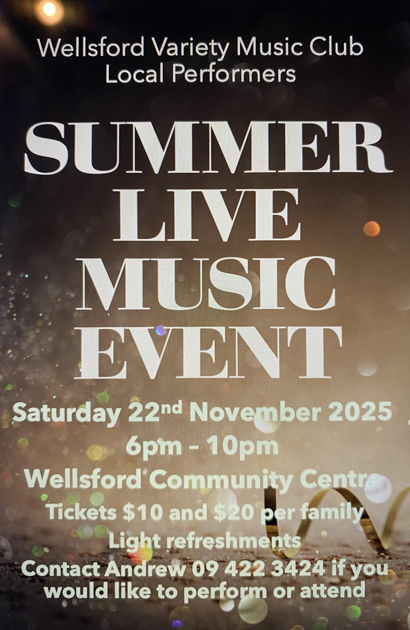 Summer Live Music Event - Wellsford Variety Music Club Inc