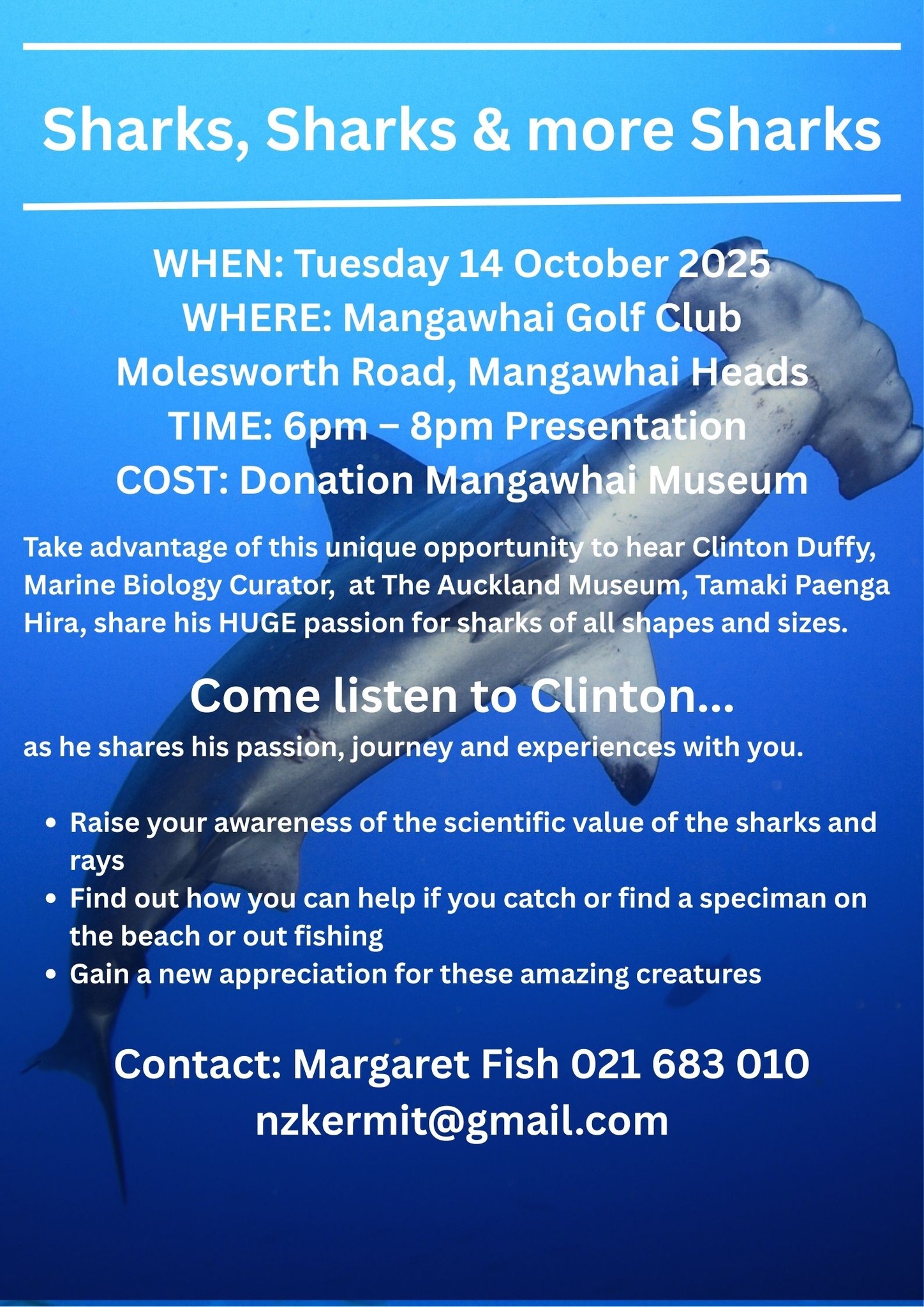 Sharks, Sharks & More Sharks Tonight @ The Mangawhai Golf Club!