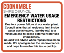 Emergency water restrictions - Coonamble township