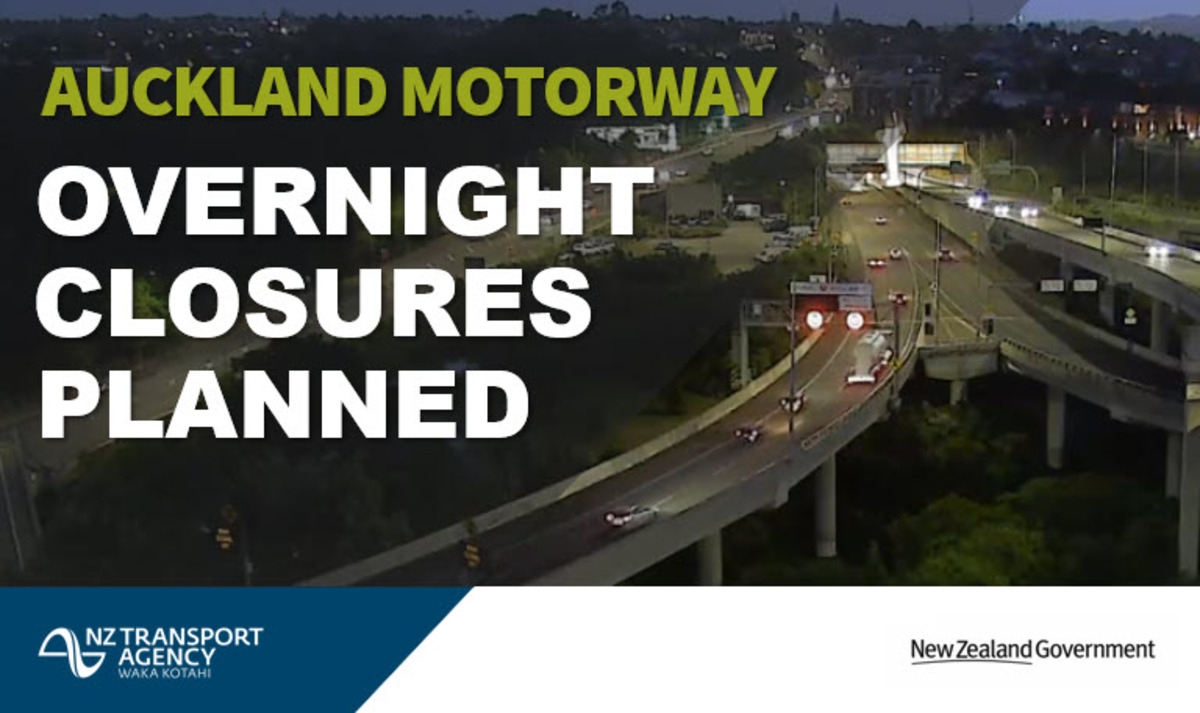 Auckland Overnight motorway closures  15-20 Dec