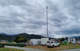 Temporary cell tower for Albert Town 