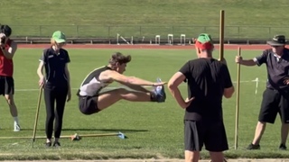 Summer training for long jump champ