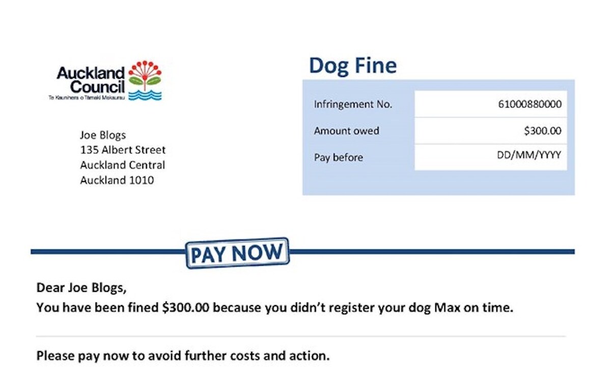 Auckland Council Issues Dog Registration Fines