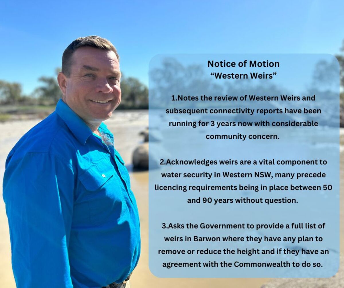 Barwon MP calls for review on weirs
