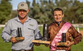 Nyngan Trainer Brett Robb gives Wellington the Boot winner