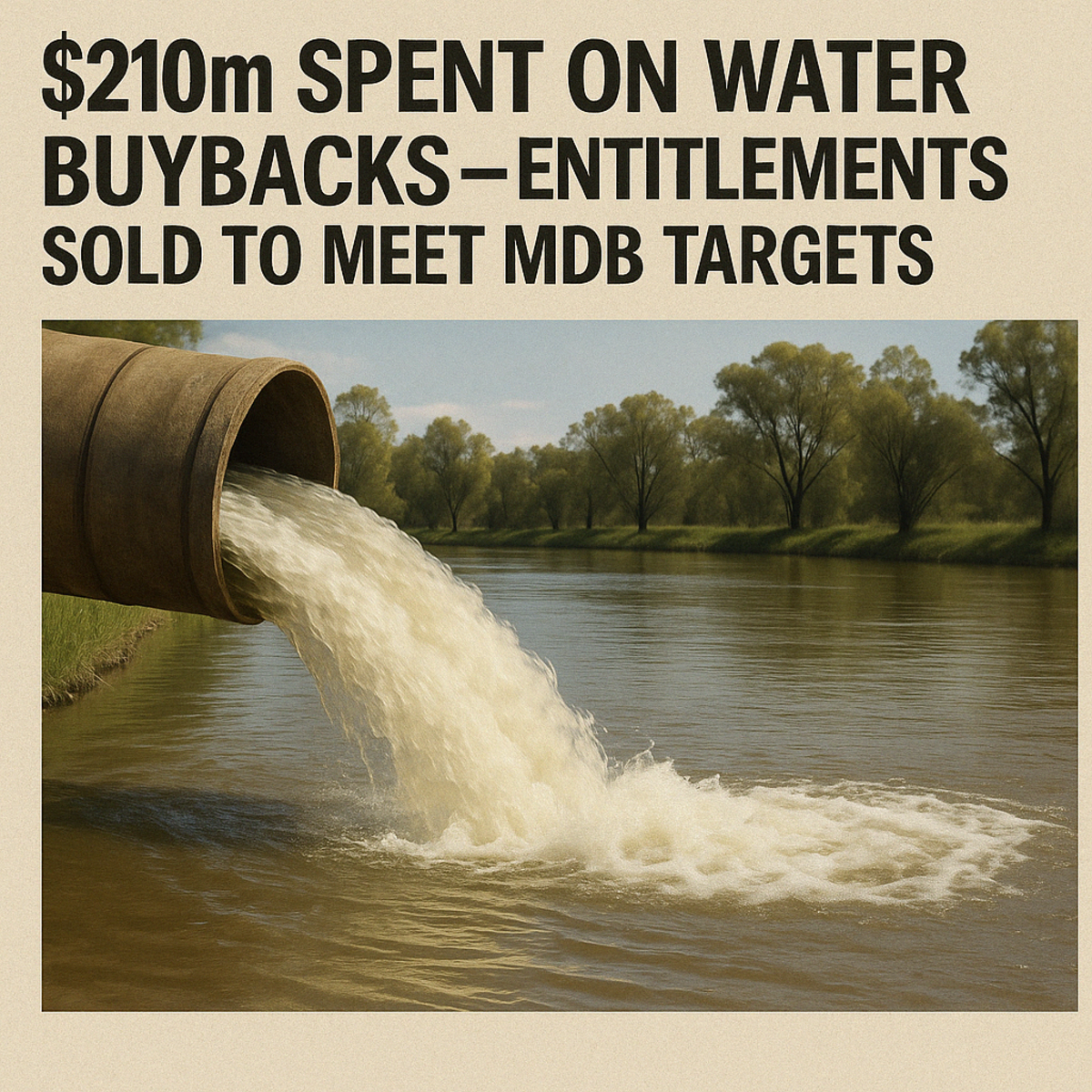 $210m spent on water buybacks - local entitlements sold to meet MDB targets