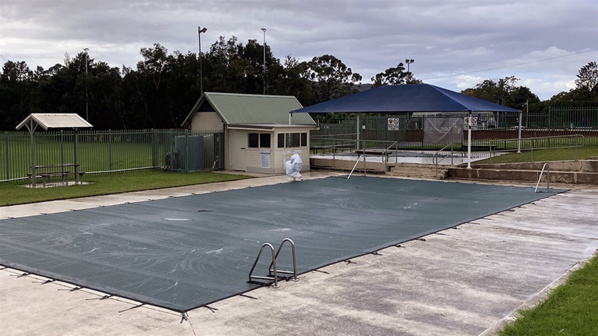 Ducking for cover at Jamberoo Pool this winter