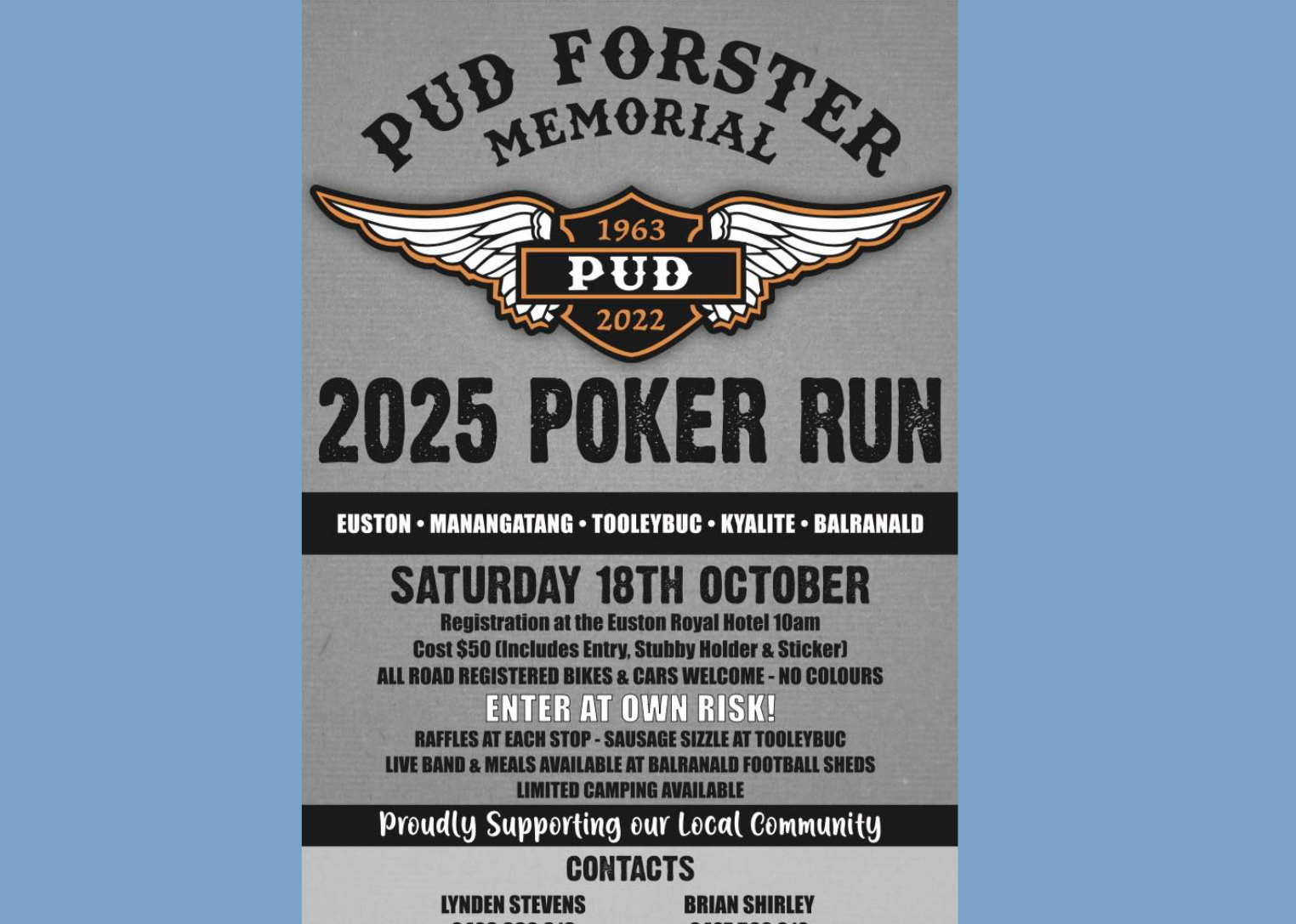 Honouring Pud Forster: Memorial poker run brings community together