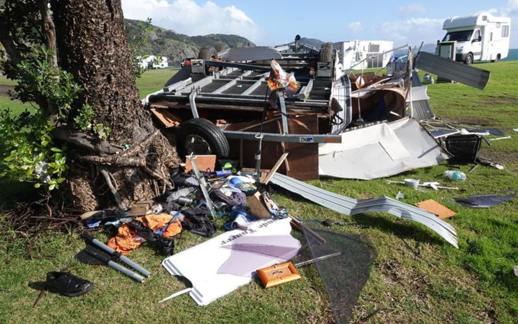 Man in hospital, caravan destroyed in reported tornado in Northland