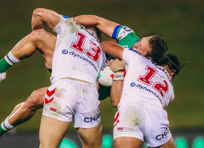 Stewart stars as Dragons upset Raiders in wet and wild Wollongong