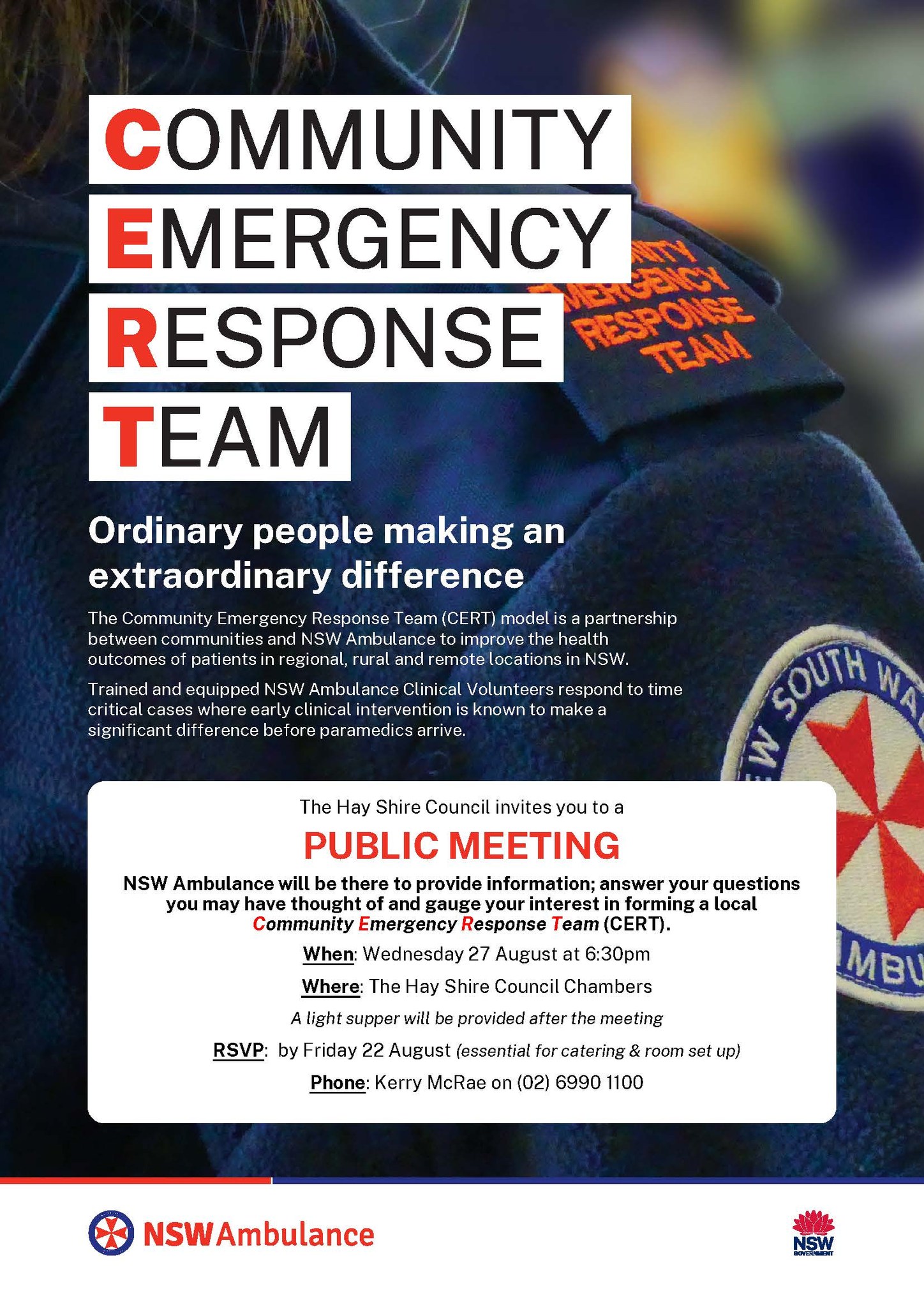 Hay to pioneer NSW's first CERT program in town with existing ambulance services