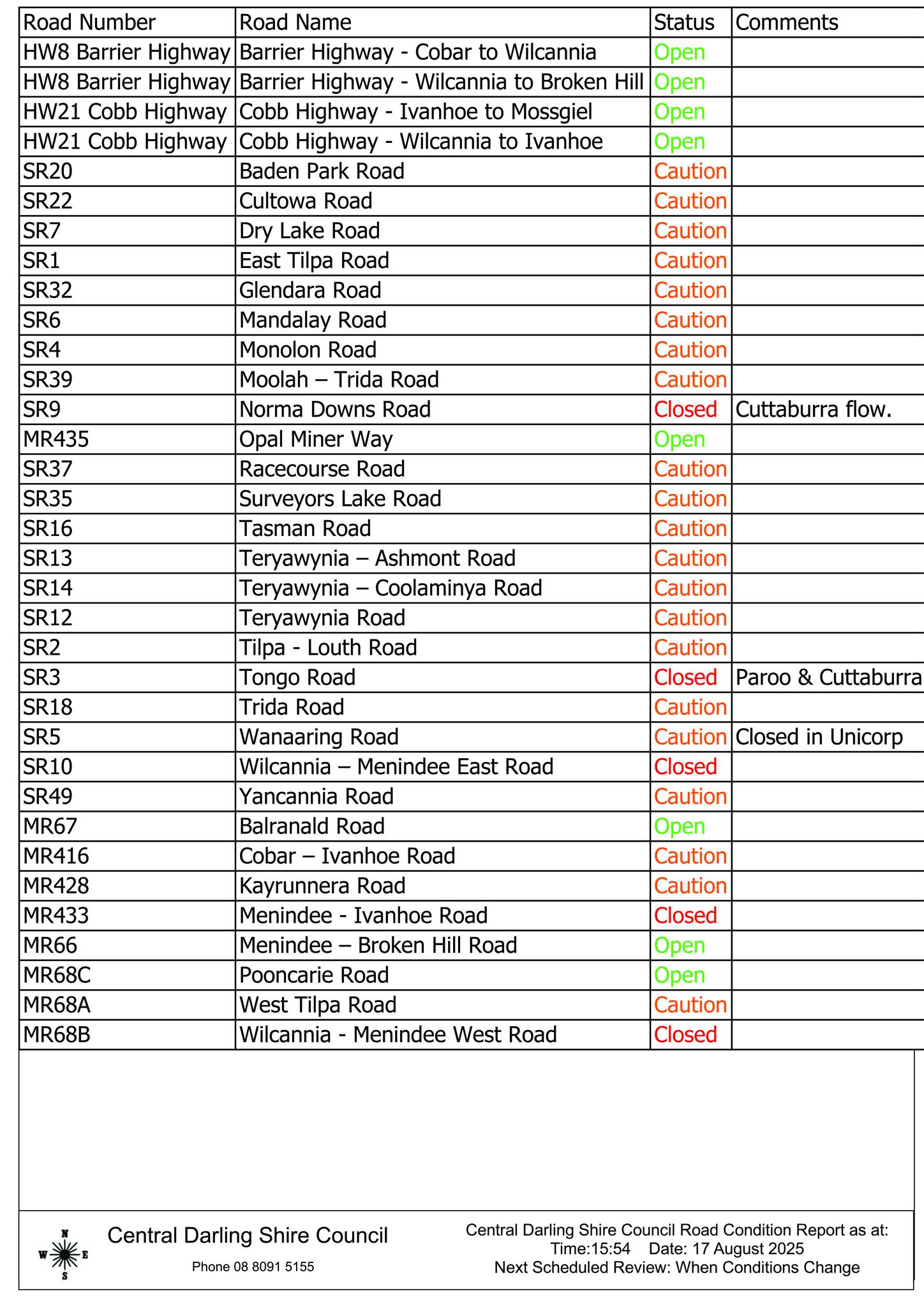 Major road closures continue across Central Darling Shire