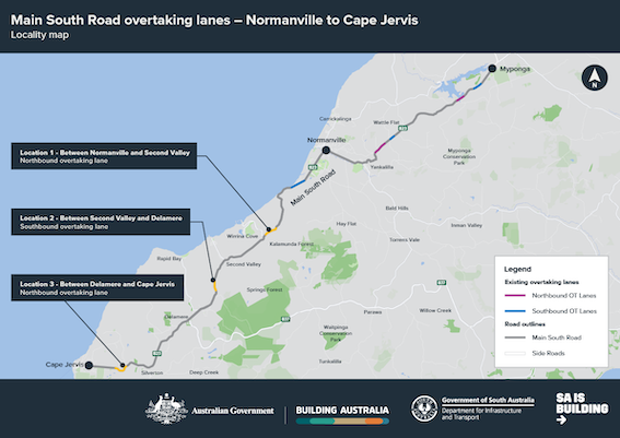 Main South Road overtaking lanes announced