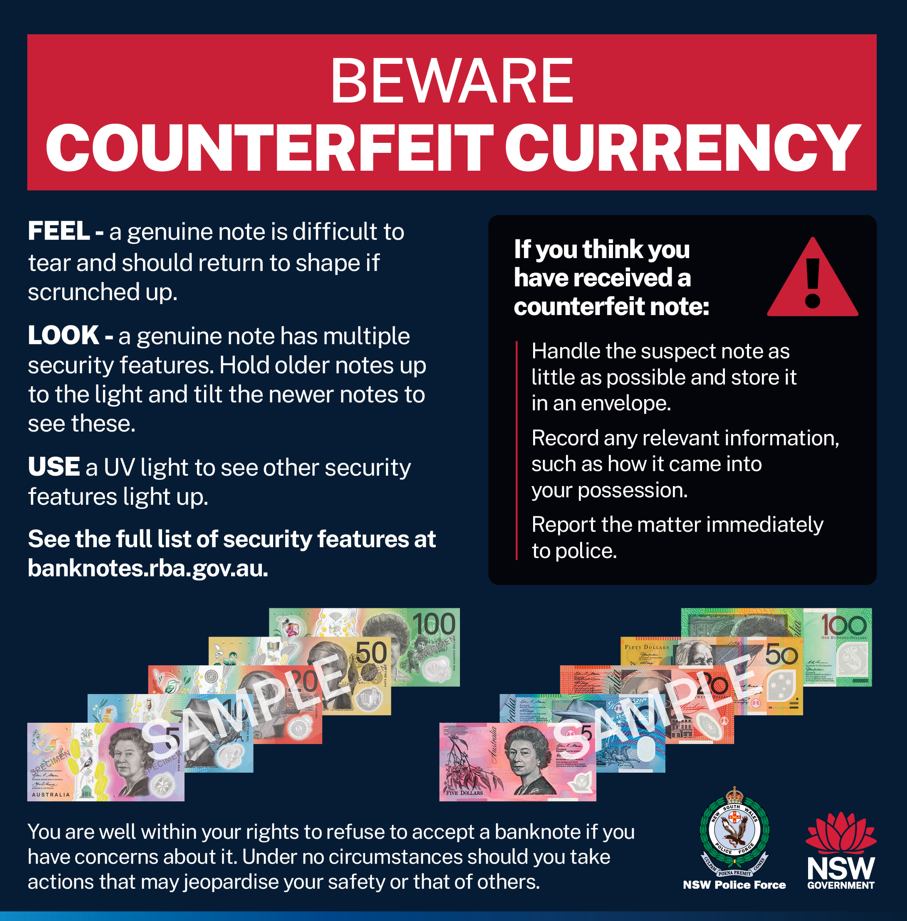 Police are warning people: be wary of counterfeit cash