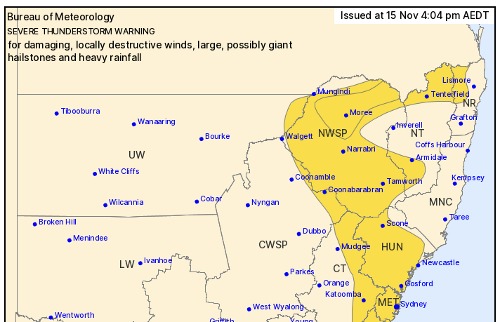Severe thunderstorm warning for Casino & Kyogle