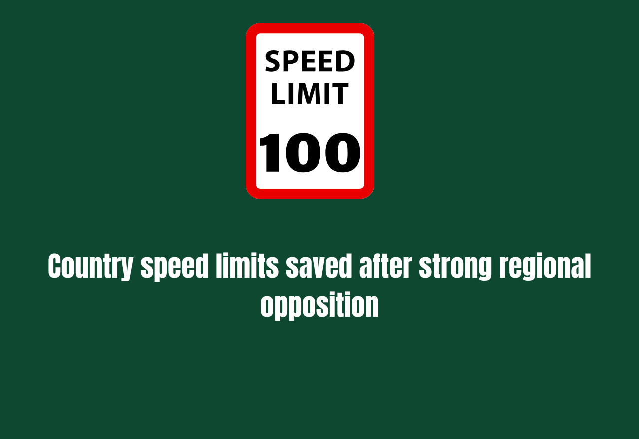 Country speed limits saved after strong regional opposition